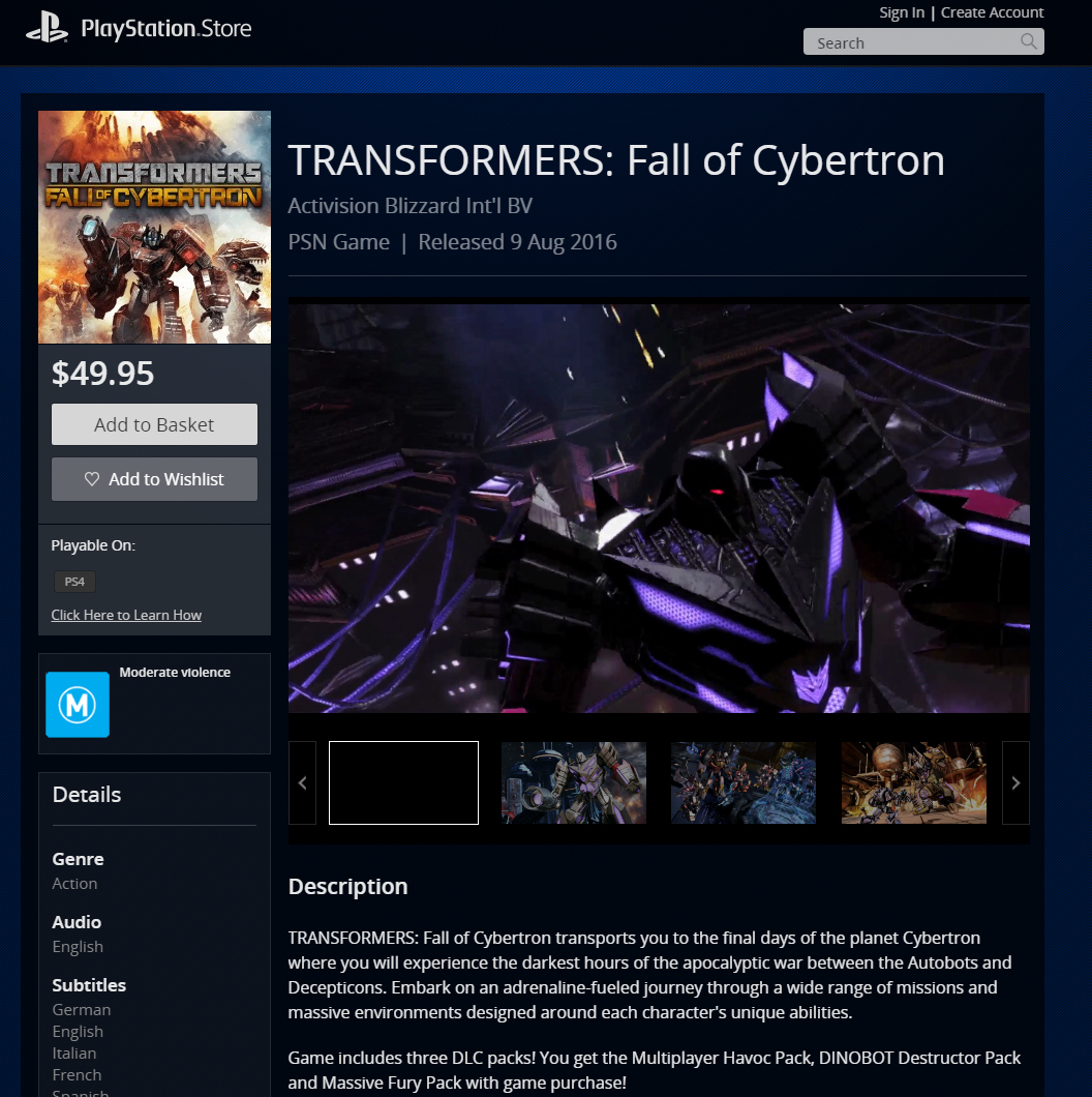 Fall of Cybertron' Coming to PS4 Tomorrow, DLC | High-Def Digest